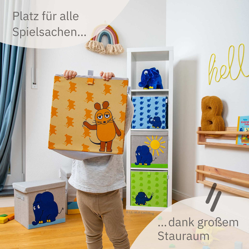 Oppbevaringsboks DieMaus vinkende aprikot 33x33x33 cm håndtak