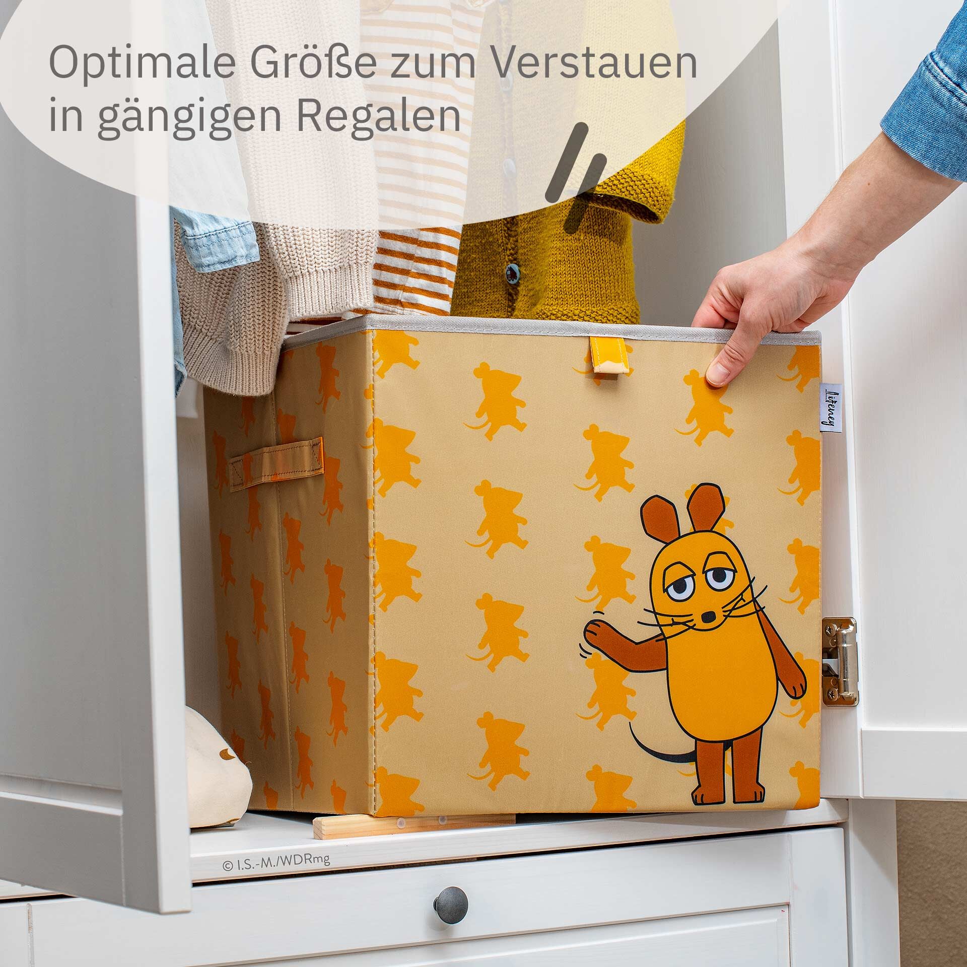 Oppbevaringsboks DieMaus vinkende aprikot 33x33x33 cm fra siden