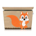 Oppbevaringsboks med lokk ekornmotiv brun 51x36x36 cm forfra