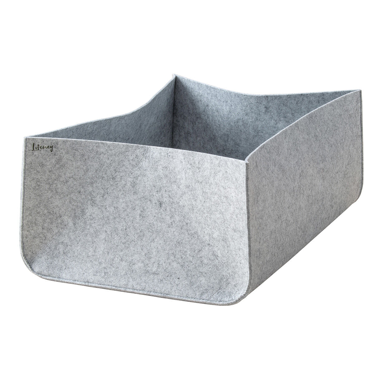 Oppbevaringsboks filt grå 25x35x20 cm - Lifeney forfra