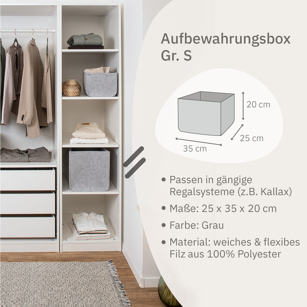 Oppbevaringsboks filt grå 25x35x20 cm - Lifeney montert i rom