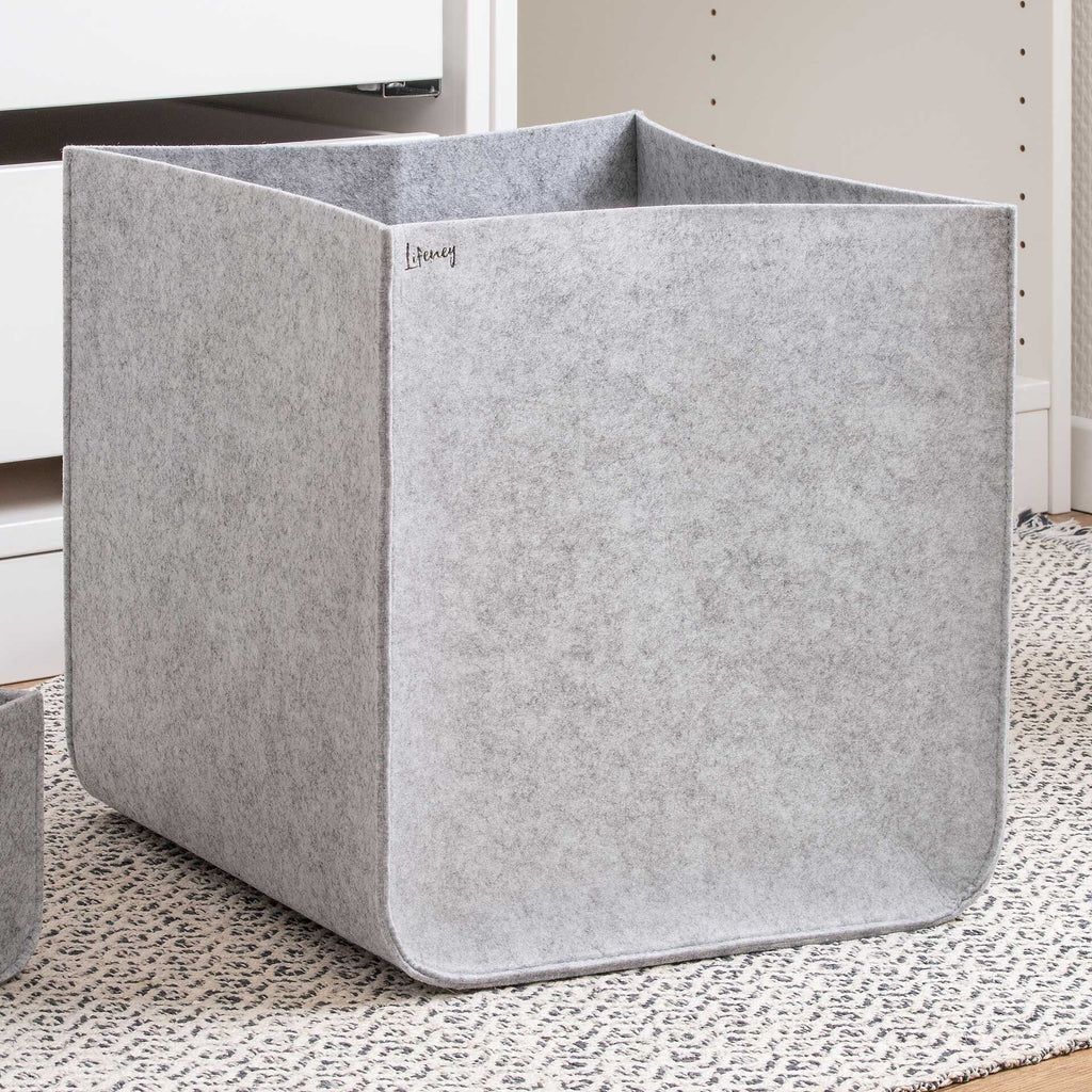 Oppbevaringsboks filt grå 33x33x33 cm - Lifeney oppbevaring