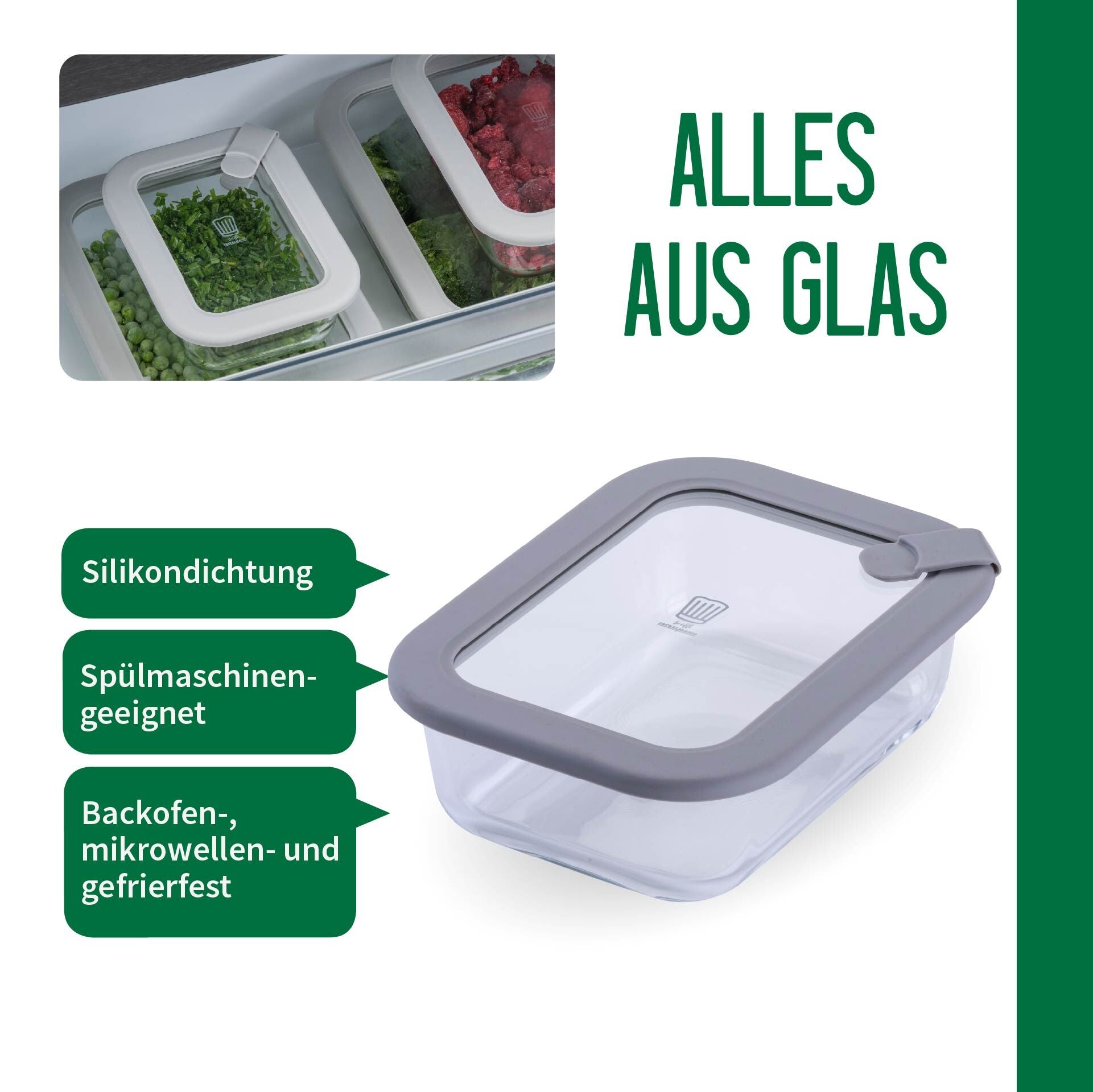 Nærbilde av ventil på Oppbevaringsboks glass firkantet med ventil 640 ml