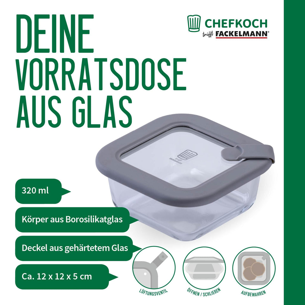 Oppbevaringsboks glass rektangulær 320 ml med lokk - lokkdetalj