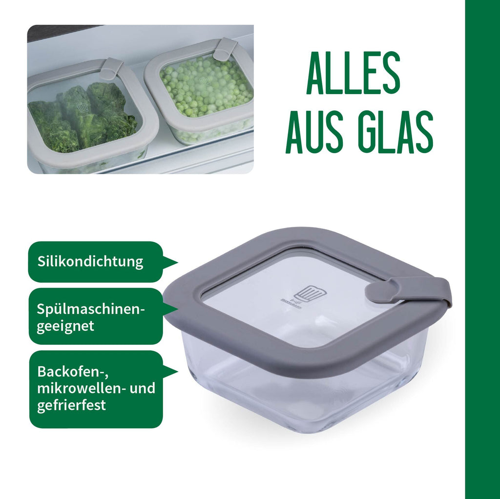 Oppbevaringsboks glass rektangulær 320 ml med lokk - nærbilde av silikonlokk