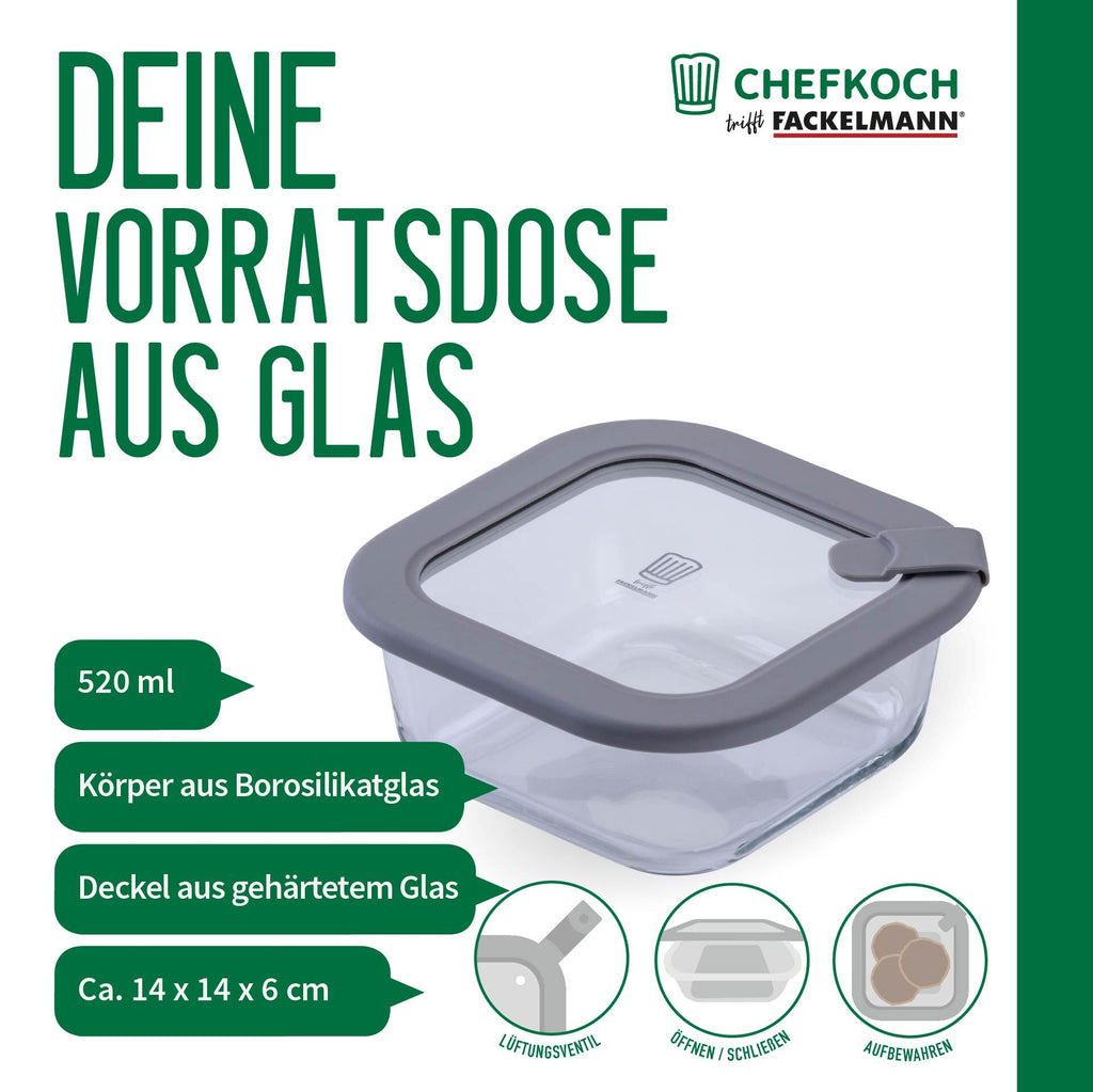 Oppbevaringsboks glass rektangulær 520 ml med lokk - lokk detalj