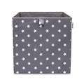 Oppbevaringsboks grå med stjerner 33x33x33 cm polyester - Lifeney forfra
