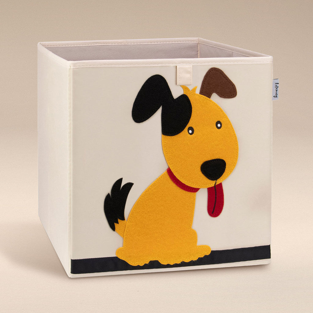 Oppbevaringsboks hund beige 33x33x33 cm detalj