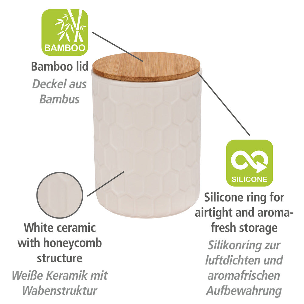 Oppbevaringsboks keramikk med bambuslokk 1,3 L Maya - Wenko bakside