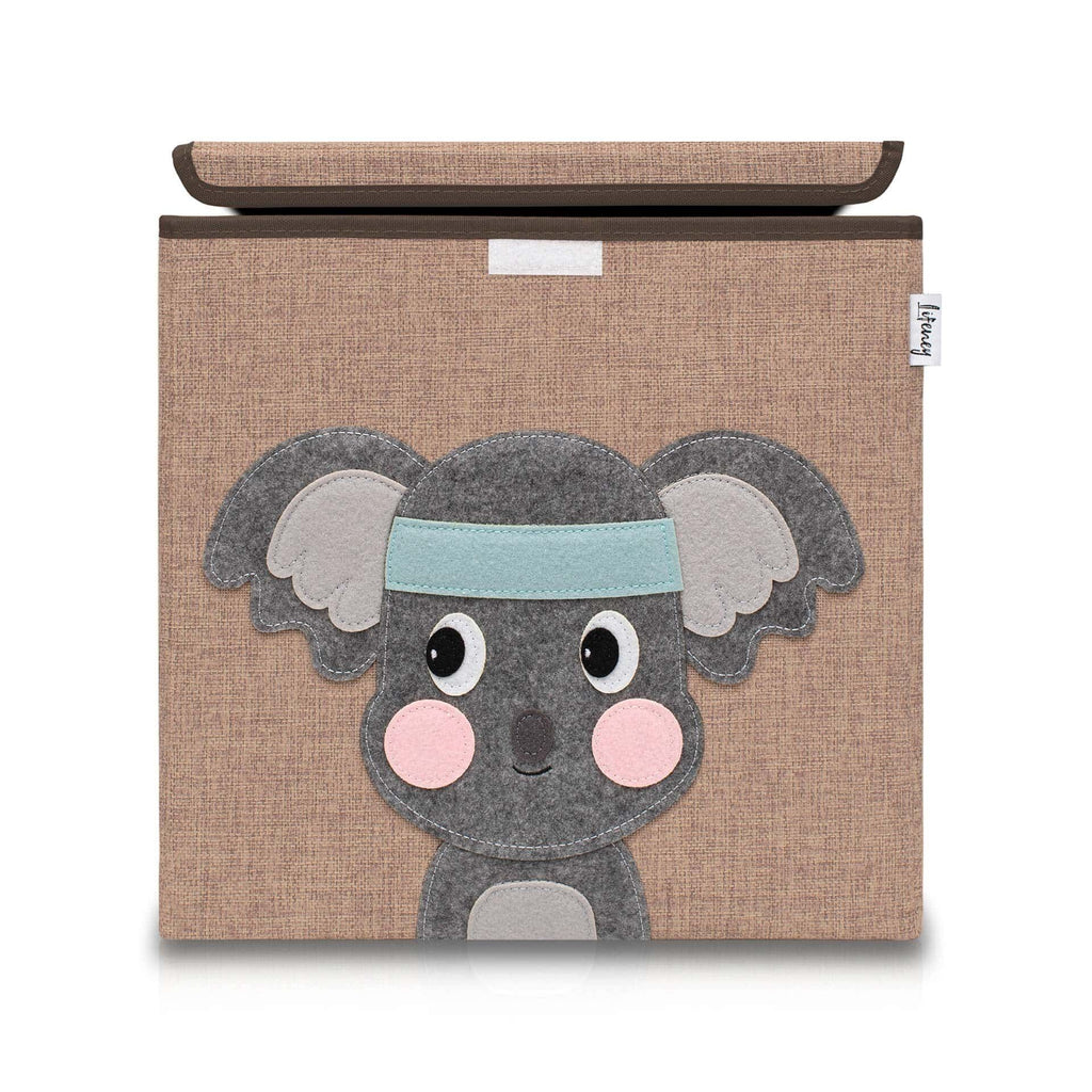 Oppbevaringsboks med lokk koala brun 33x33x33 cm foran