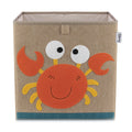 Oppbevaringsboks krabbe-motiv brun 33x33x33 cm forfra