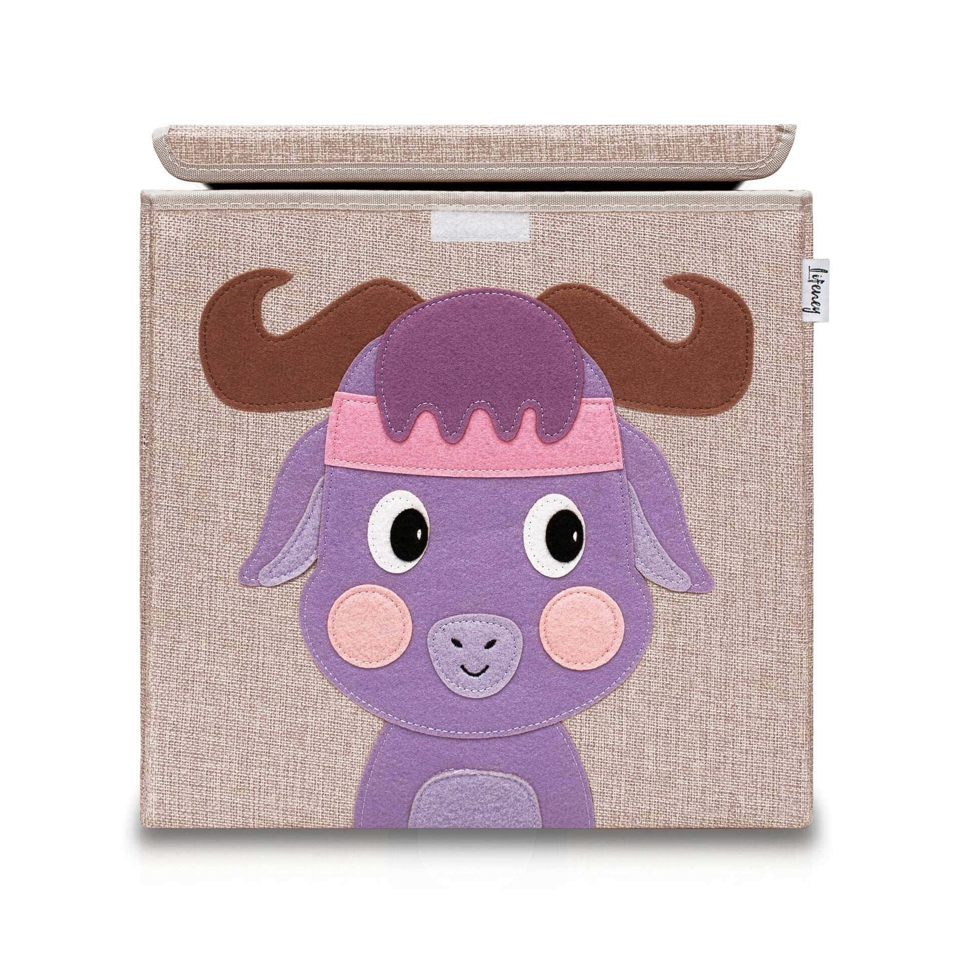 Oppbevaringsboks med lokk okse brun 33x33x33 cm forfra
