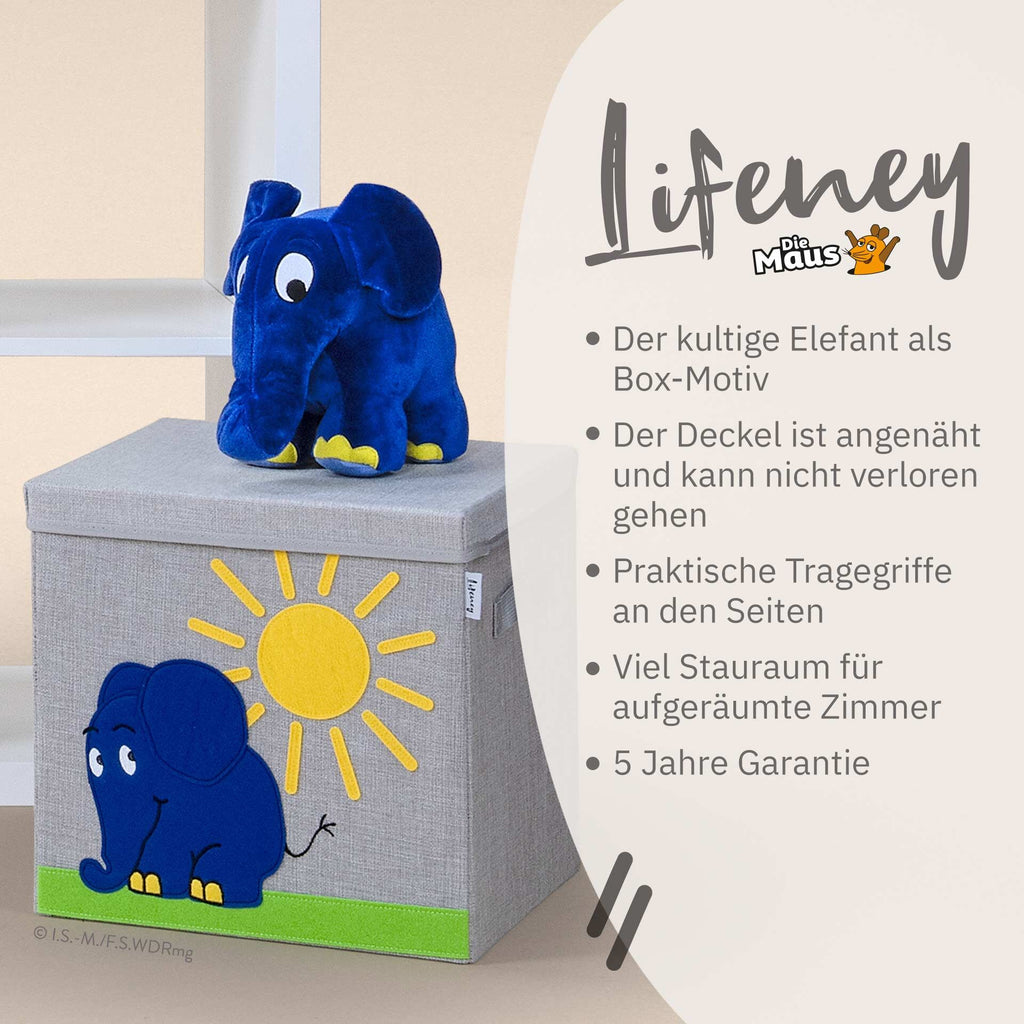 Oppbevaringsboks med lokk DieMaus elefant bakside