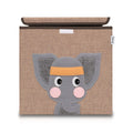 Oppbevaringsboks med lokk elefant brun 33x33x33 cm forfra