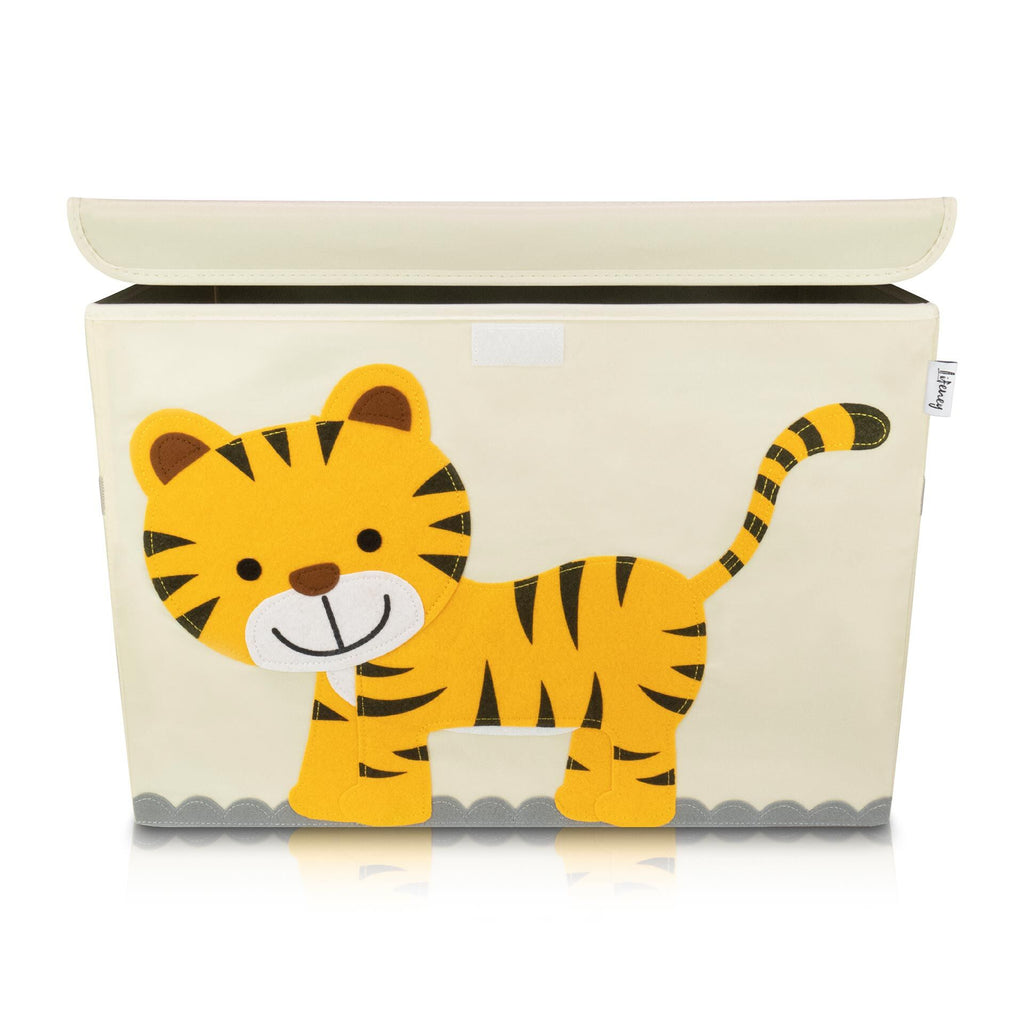 Oppbevaringsboks med lokk tiger beige stor forside