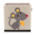 Oppbevaringsboks med musemotiv beige 33x33x33 cm forfra
