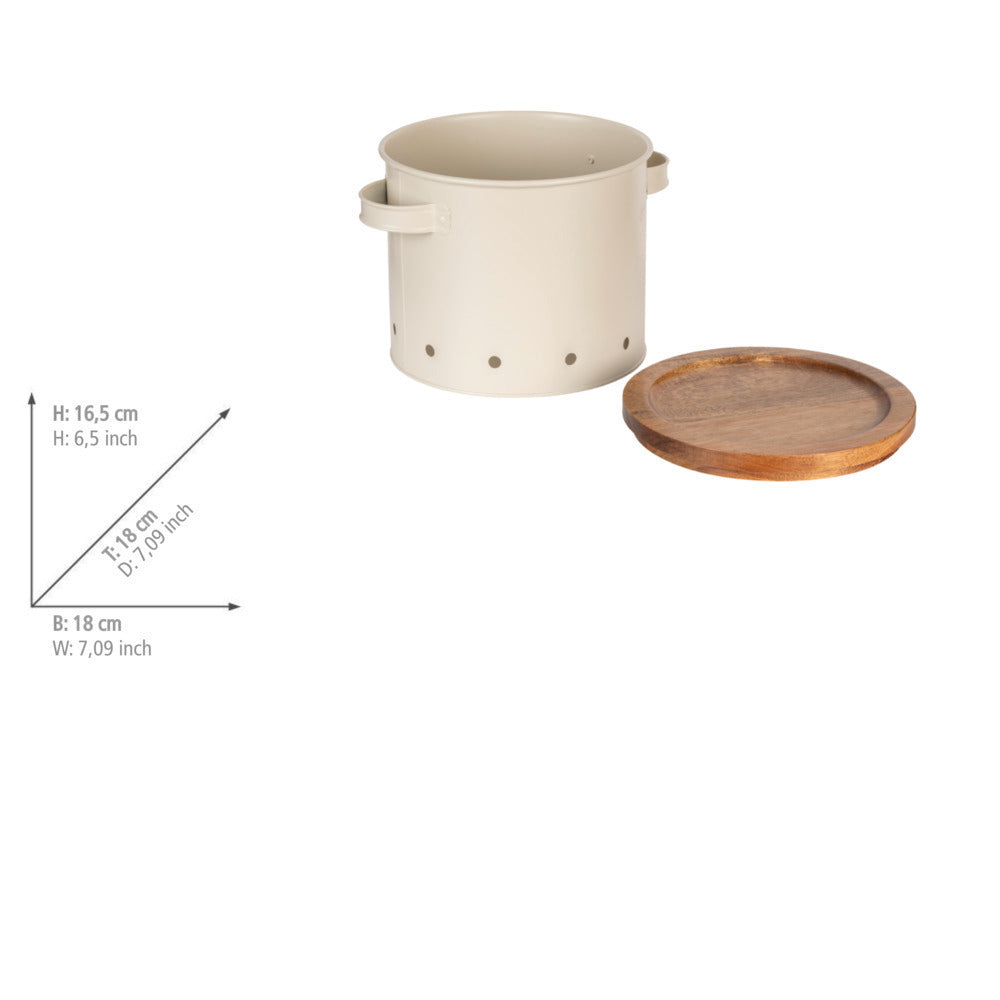 Oppbevaringsboks metall 3,8 L Aria beige sideprofil