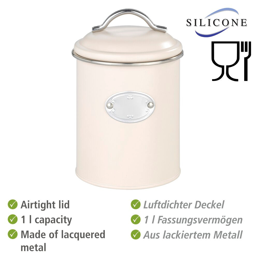 Oppbevaringsboks Nero beige 1,0 L metall bakside
