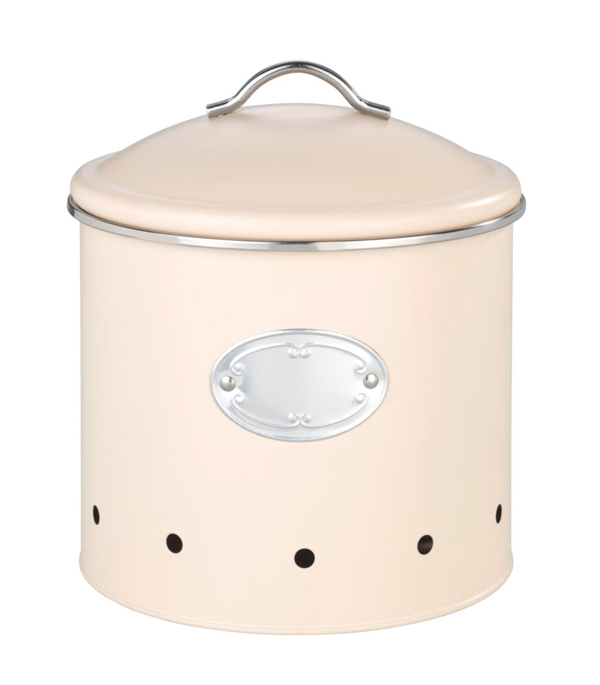 Oppbevaringsboks Nero beige med hull 4 L metall forfra