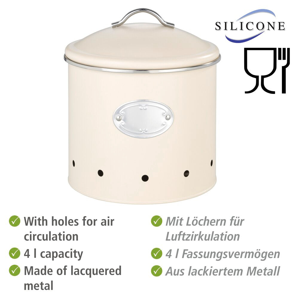 Oppbevaringsboks Nero beige med hull 4 L metall bakside
