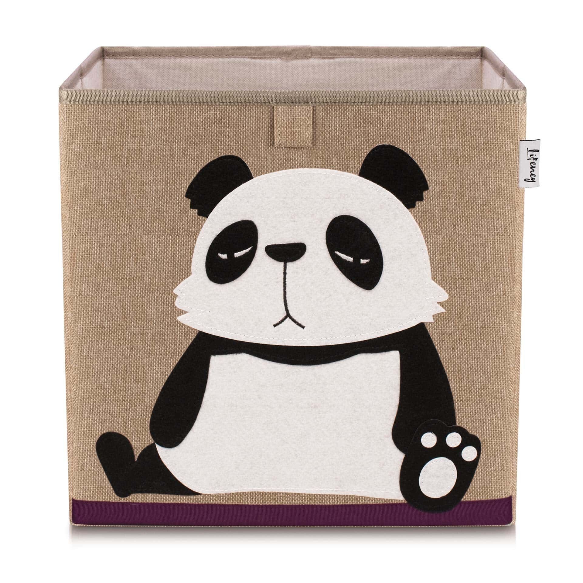 Oppbevaringsboks panda brun 33x33x33 cm forfra