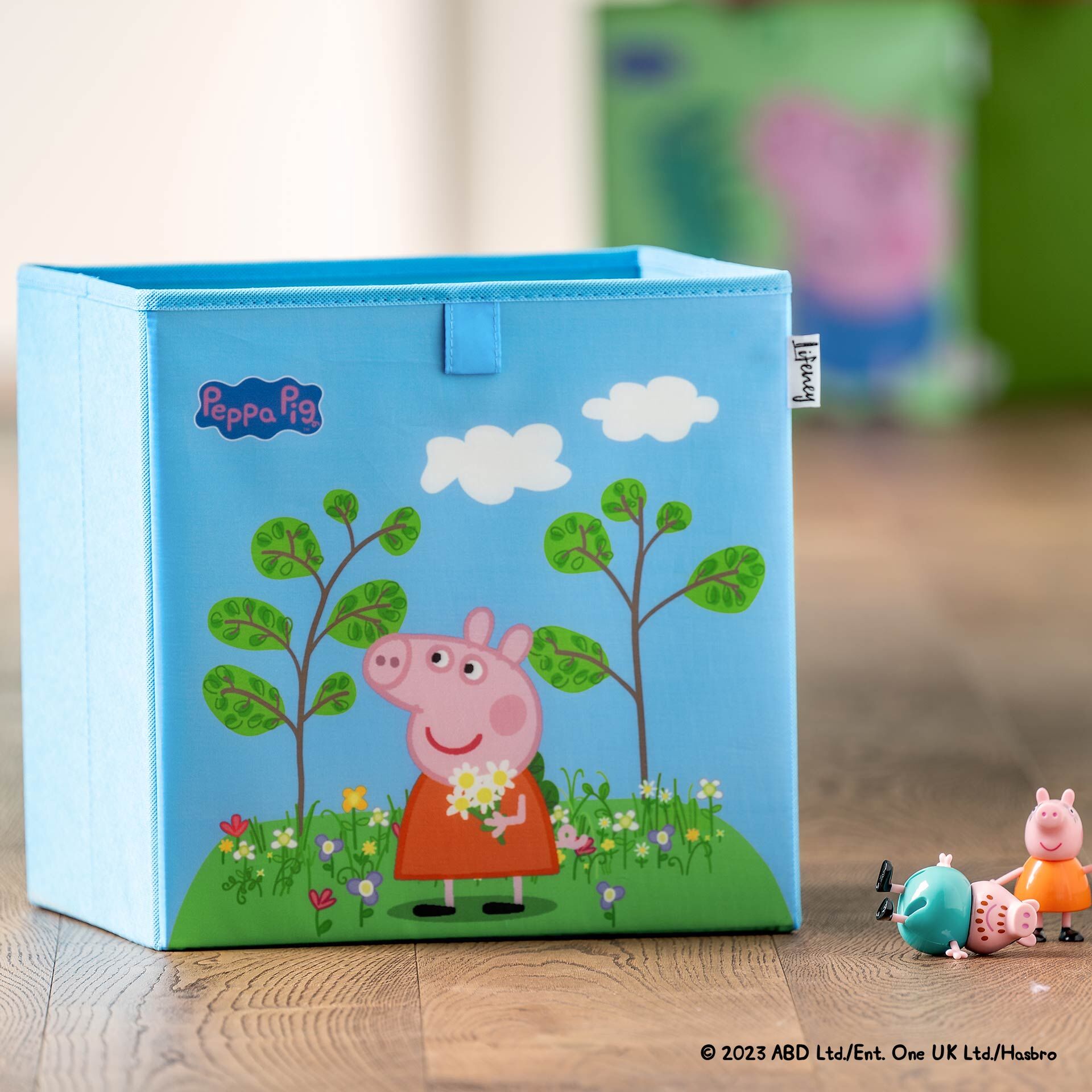 Oppbevaringsboks Peppa Pig blomstereng 30x30x30 cm bakside