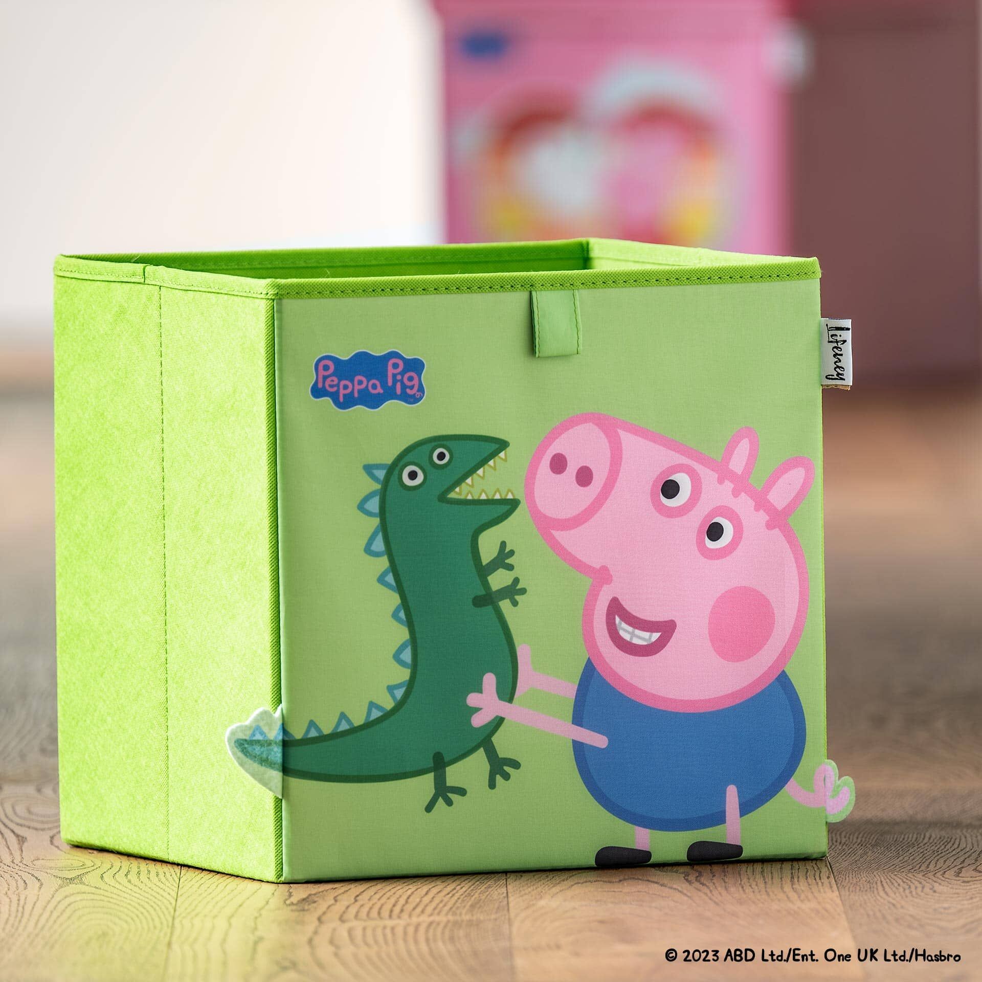 Oppbevaringsboks Peppa Pig George og Dino montert i IKEA Kallax