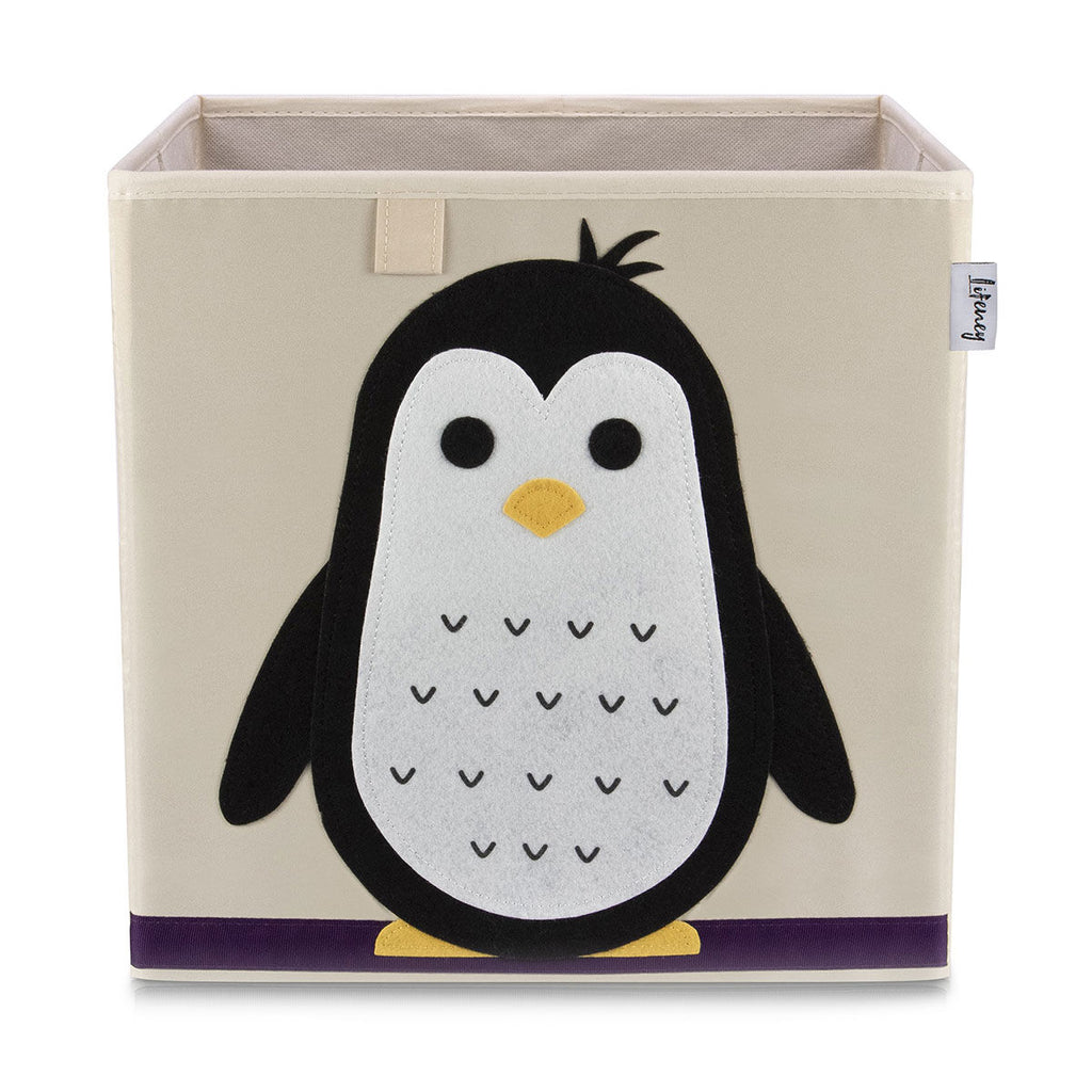 Oppbevaringsboks pingvin beige 33x33x33 cm forfra