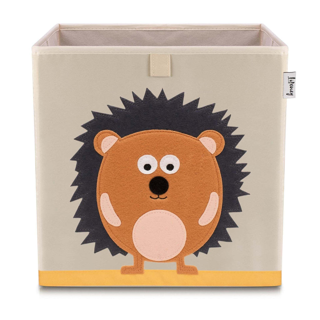 Oppbevaringsboks pinnsvin beige 33x33x33 cm forfra