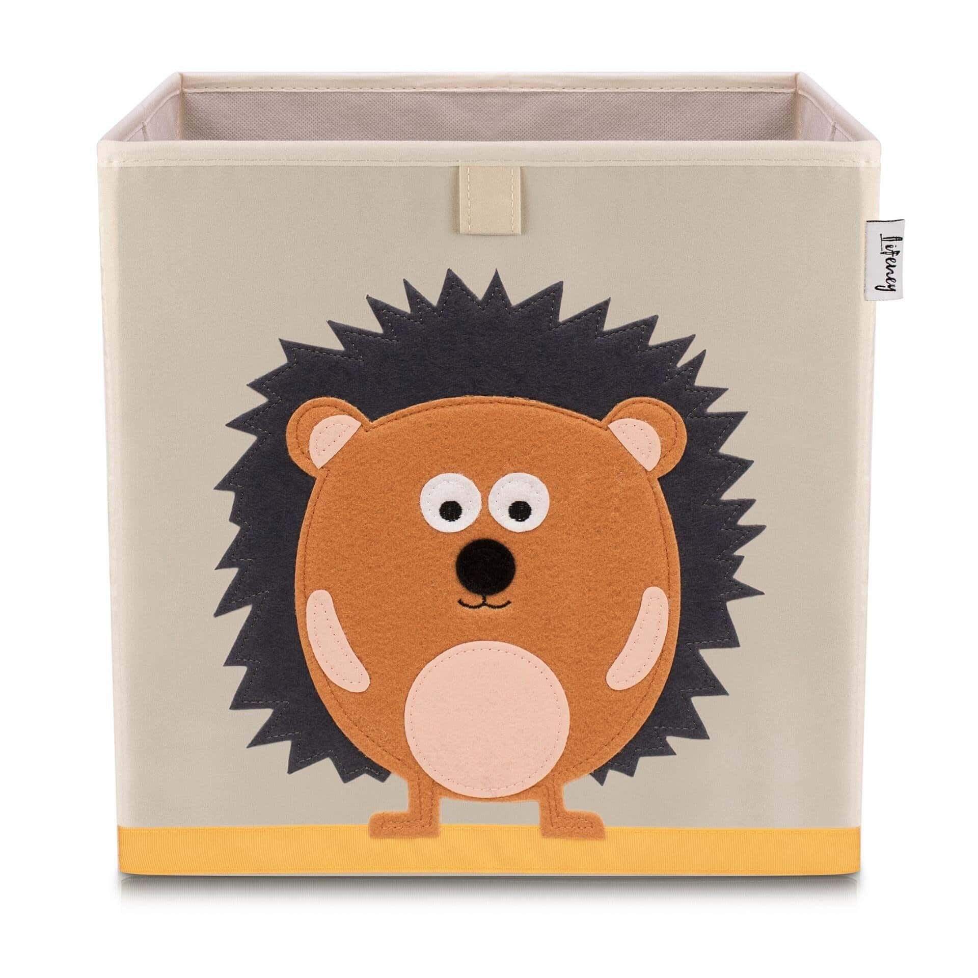 Oppbevaringsboks pinnsvin beige 33x33x33 cm forfra