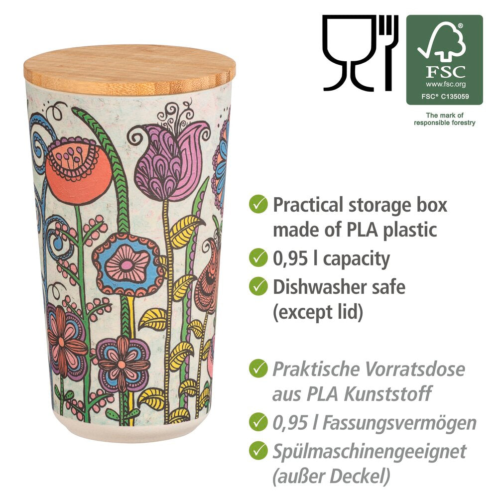 Oppbevaringsboks PLA med bambuslokk 0,95 L Flowers - Wenko bakside