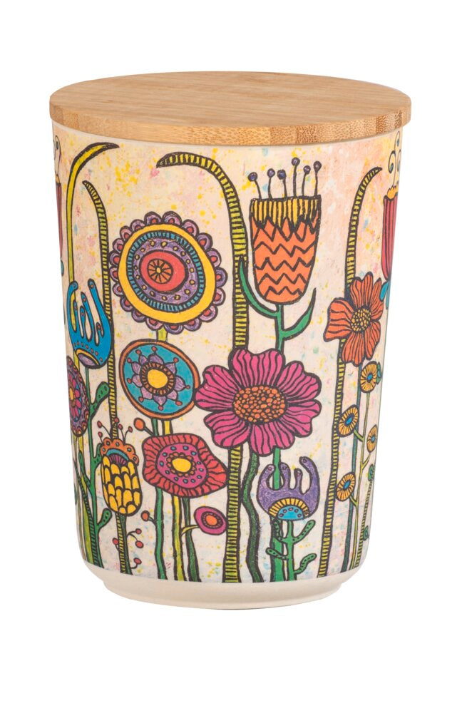Oppbevaringsboks PLA med bambuslokk 0,7 L Flowers - Wenko forfra