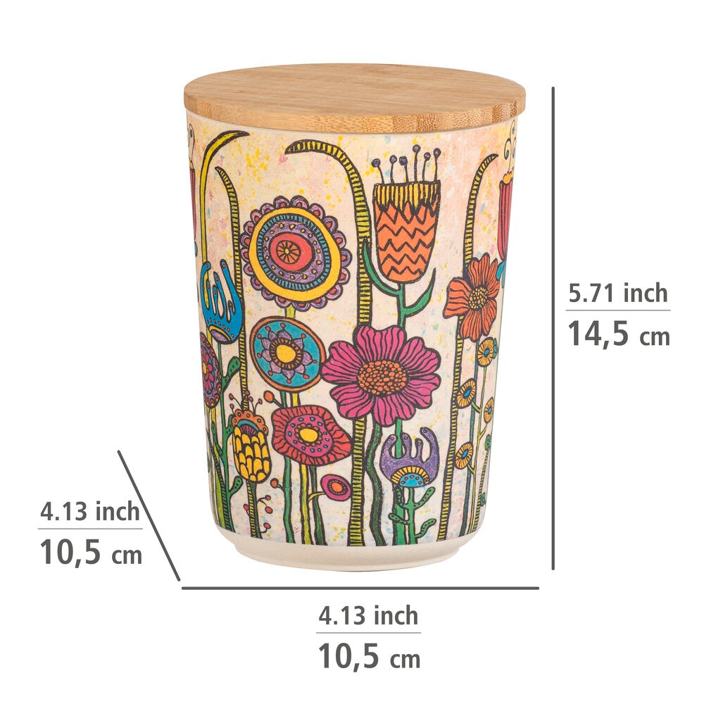 Oppbevaringsboks PLA med bambuslokk 0,7 L Flowers - Wenko montert
