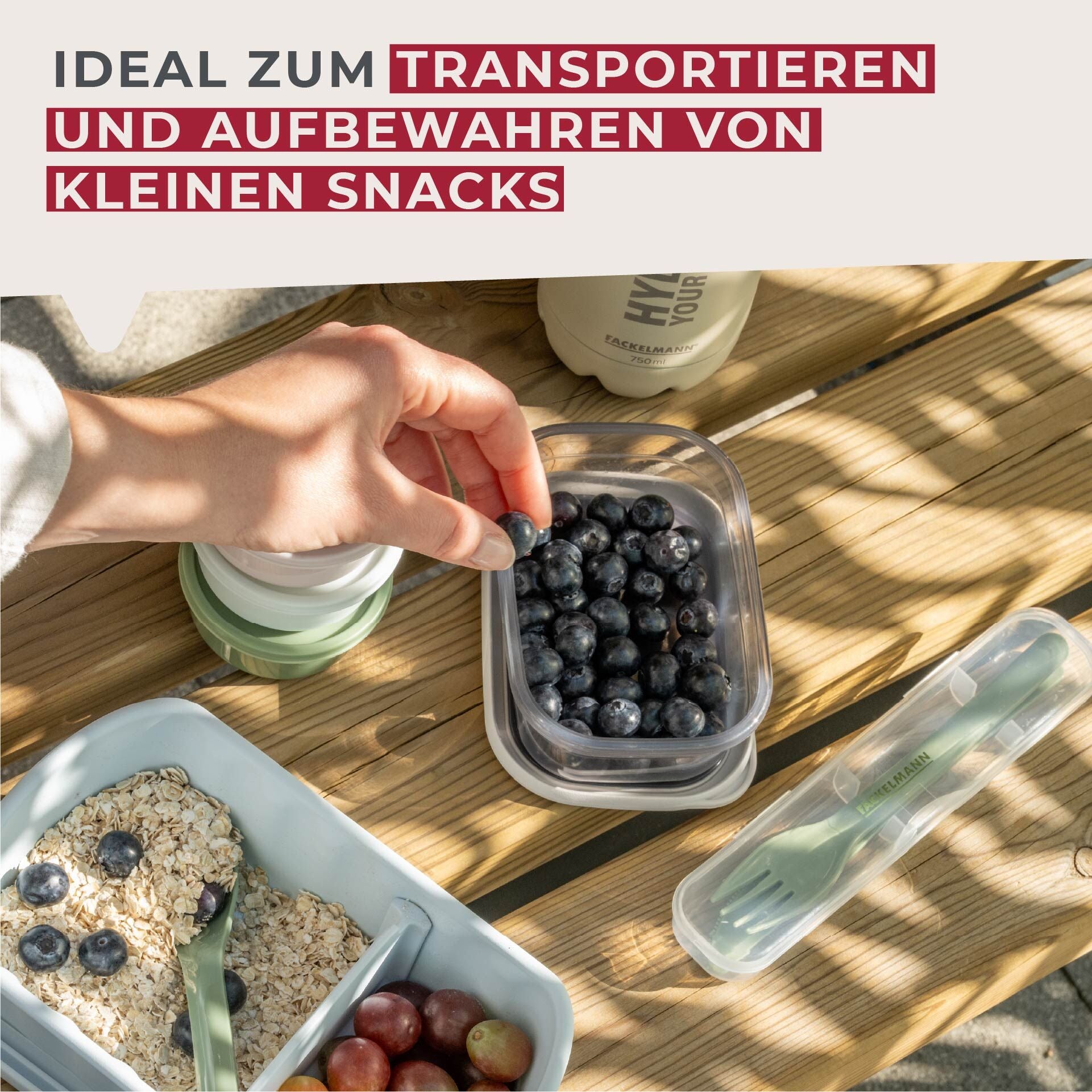 Oppbevaringsboks plast firkantet 400 ml - Fackelmann sammenpakket