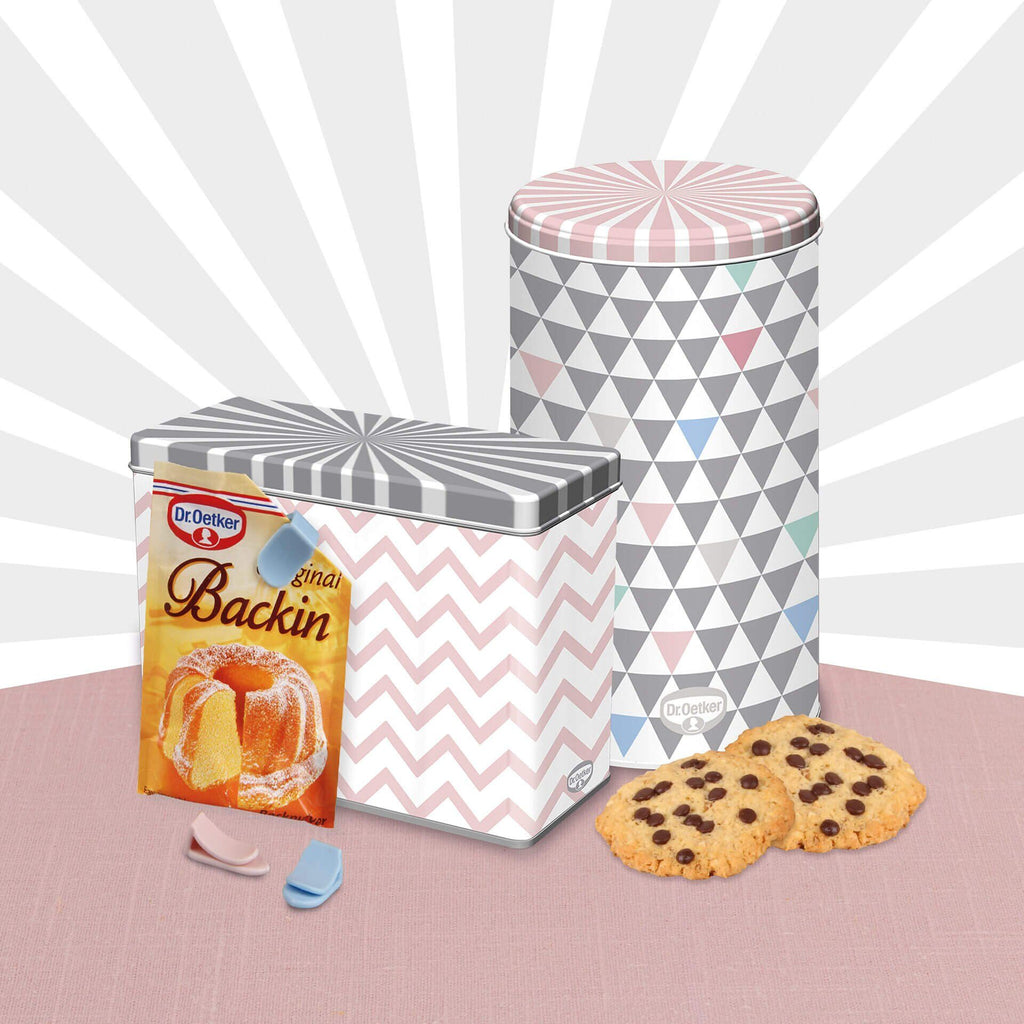 Oppbevaringsboks rektangulær 18x14x7,5 cm retro design - Dr. Oetker detalj