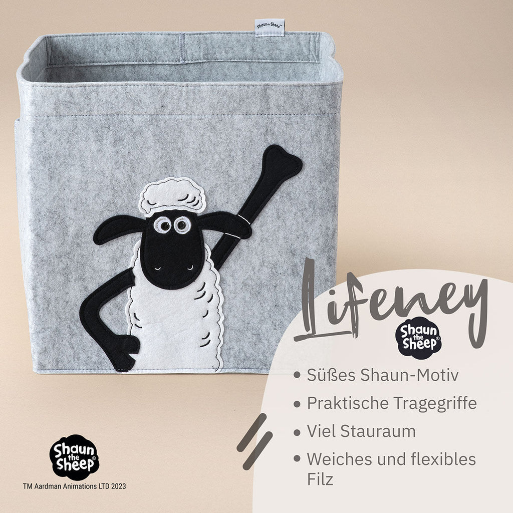 Oppbevaringsboks Shaun filt 30x30x30 cm polyester sett bakfra