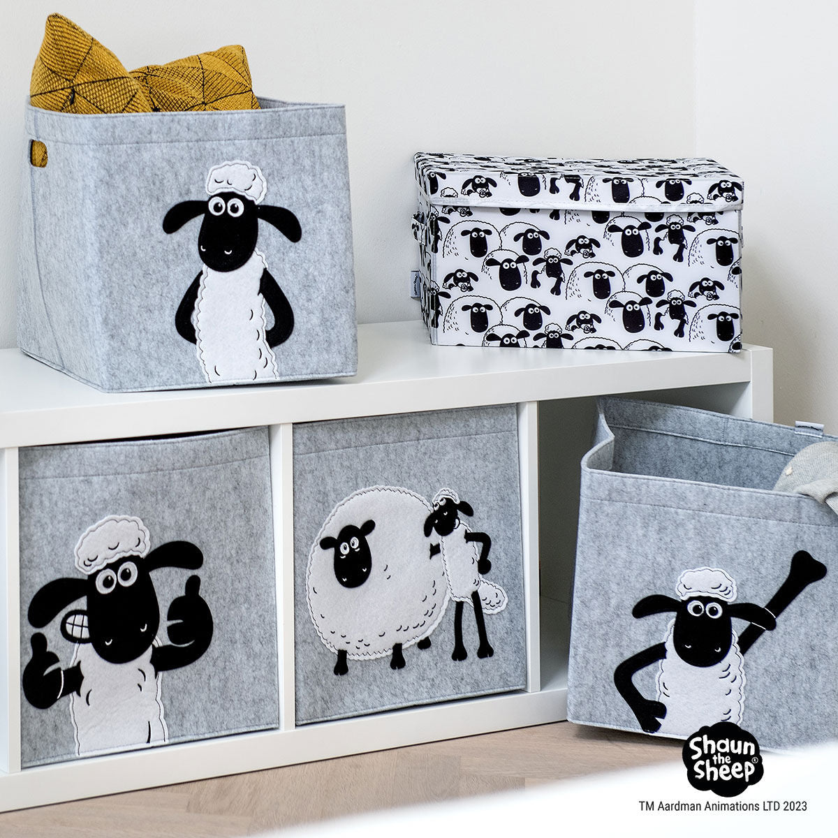 Detalj av Oppbevaringsboks Shaun filt 30x30x30 cm polyester