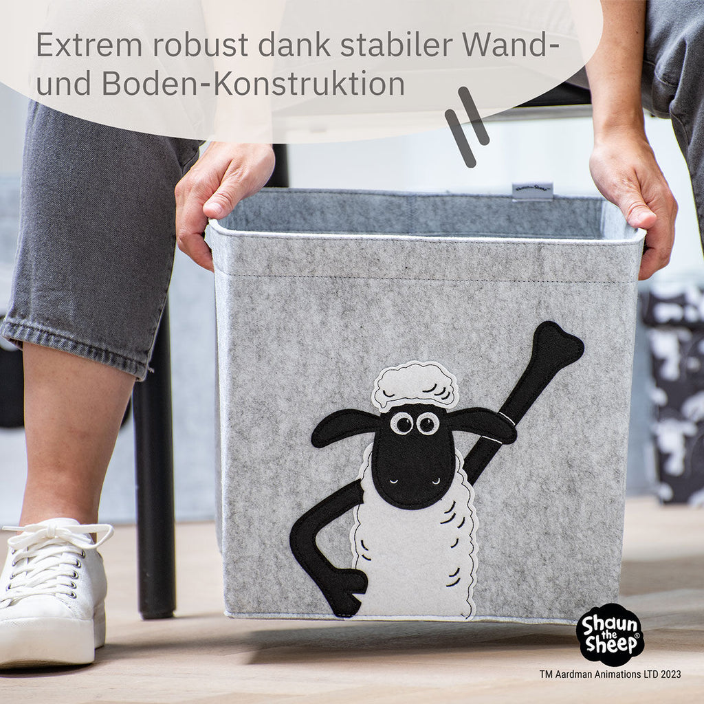 Oppbevaringsboks Shaun filt 30x30x30 cm polyester lukket