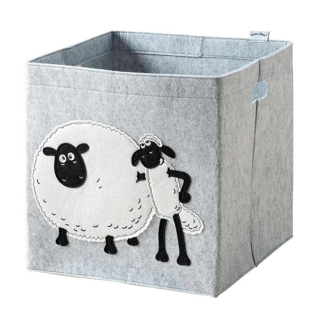 Oppbevaringsboks Shaun med venn filt 33x33x33 cm forfra
