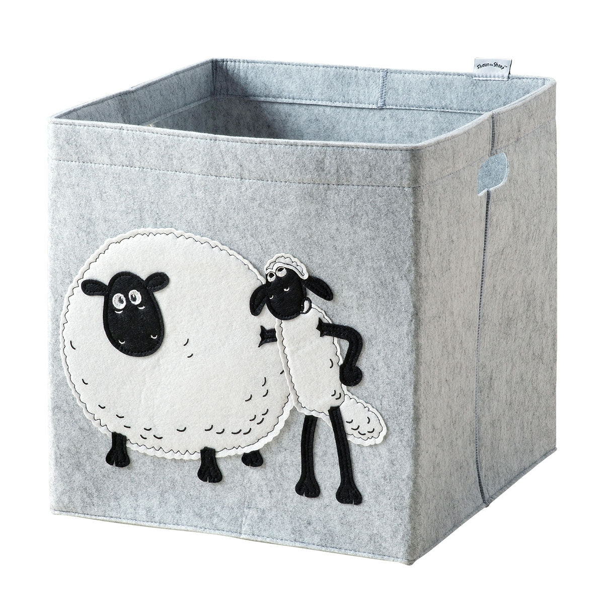 Oppbevaringsboks Shaun med venn filt 33x33x33 cm forfra