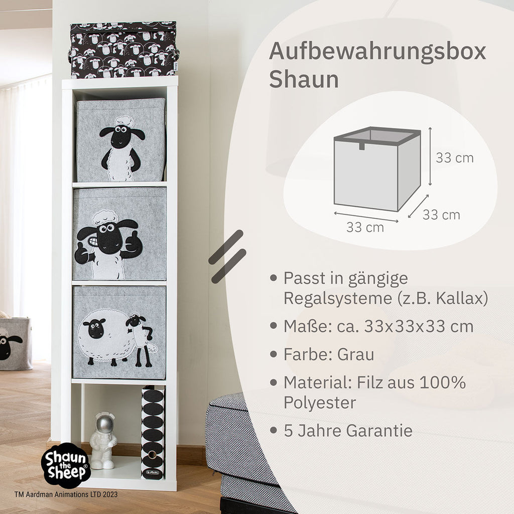 Oppbevaringsboks Shaun tommel opp filt 33x33x33 cm montert i Kallax-regal