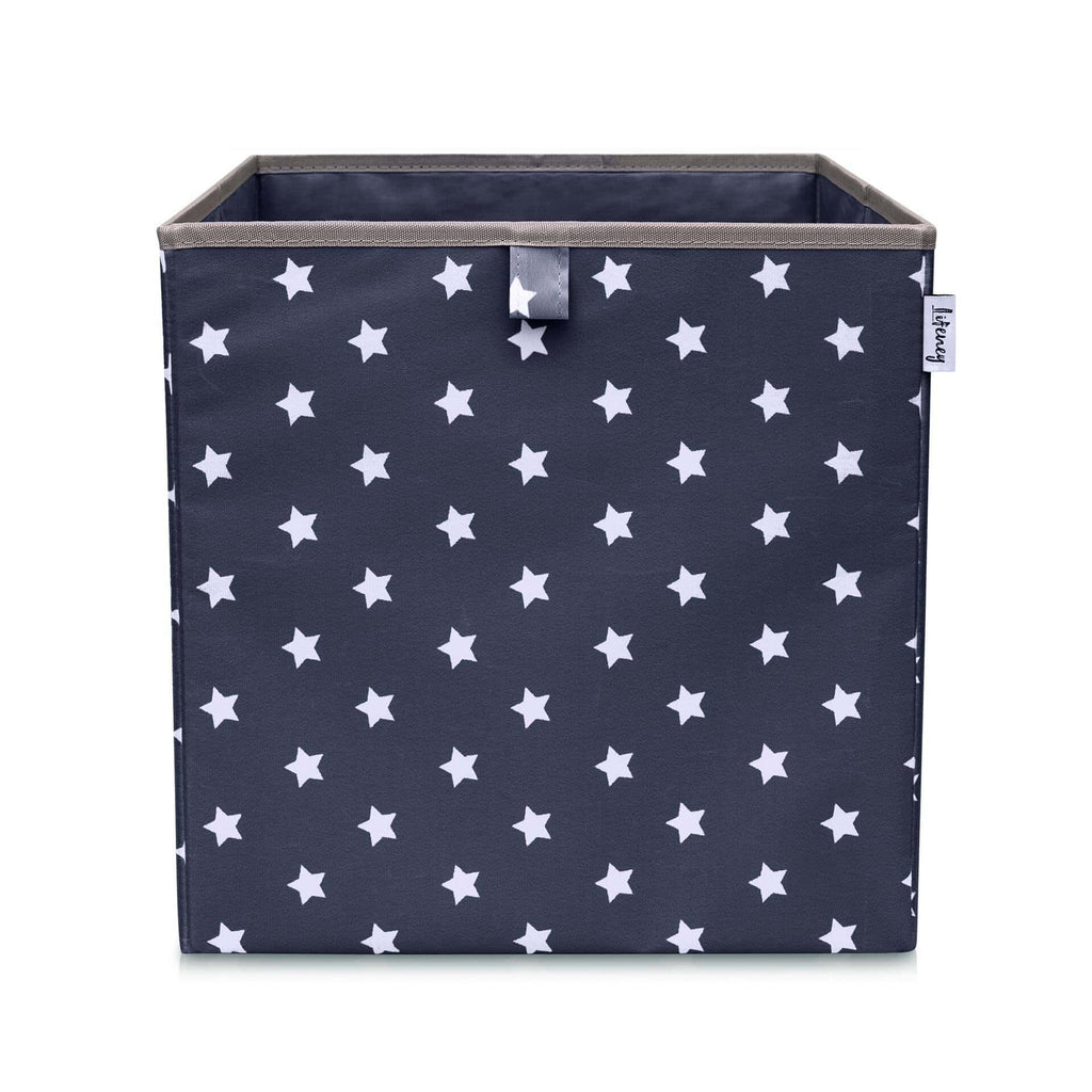 Oppbevaringsboks stjerner antrasitt 33x33x33 cm polyester forfra