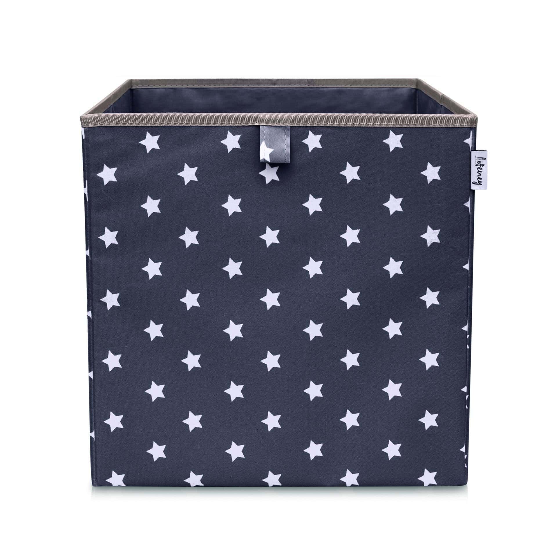 Oppbevaringsboks stjerner antrasitt 33x33x33 cm polyester forfra