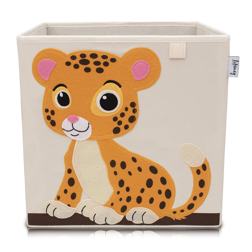 Oppbevaringsboks tigermotiv beige 33x33x33 cm forside