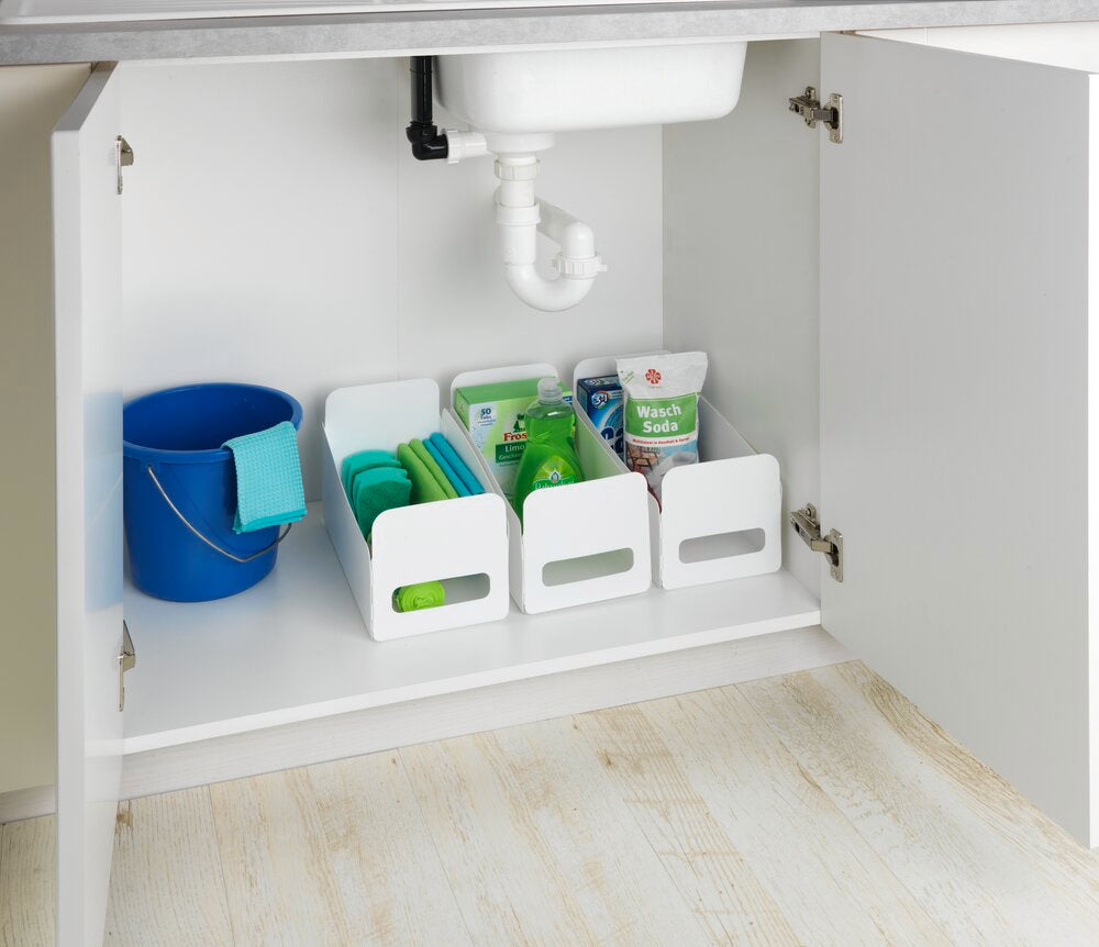 Oppbevaringsbokser 3-delt sett hvit plast - WENKO detalj
