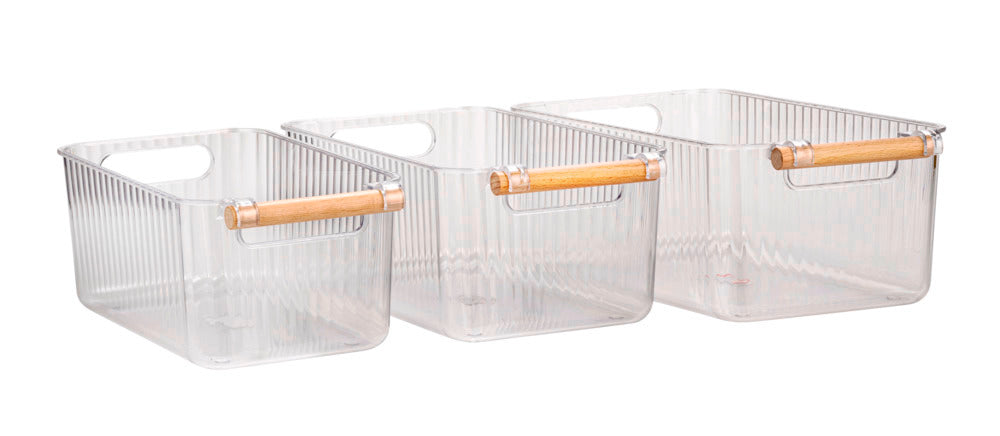 Oppbevaringsbokser bad transparent plast 3-delt sett - Wenko forfra