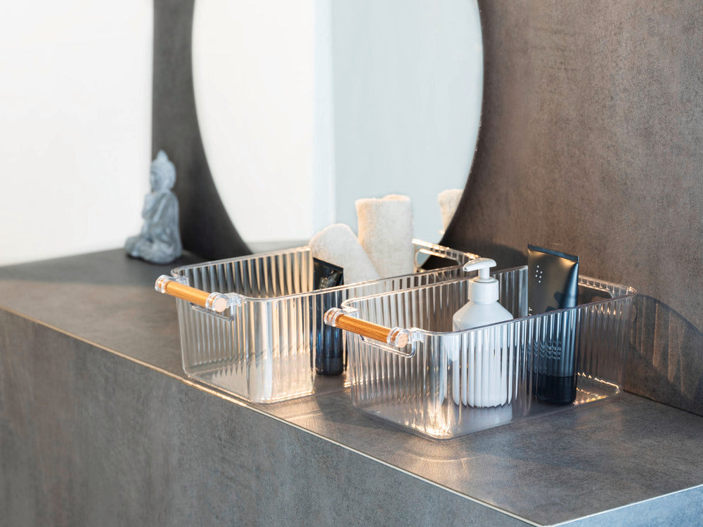 Oppbevaringsbokser bad transparent plast 3-delt sett - Wenko sett sammen