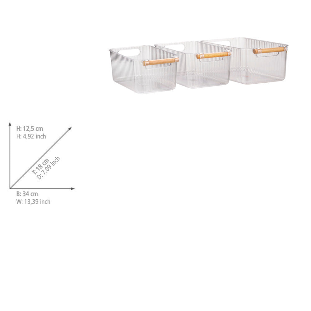Oppbevaringsbokser bad transparent plast 3-delt sett - Wenko sideprofil