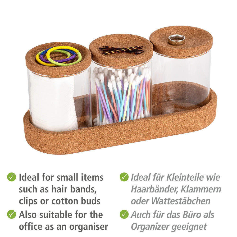 Detalj av Oppbevaringsbokser glass med korklokk 3-delt sett Apiro Wenko