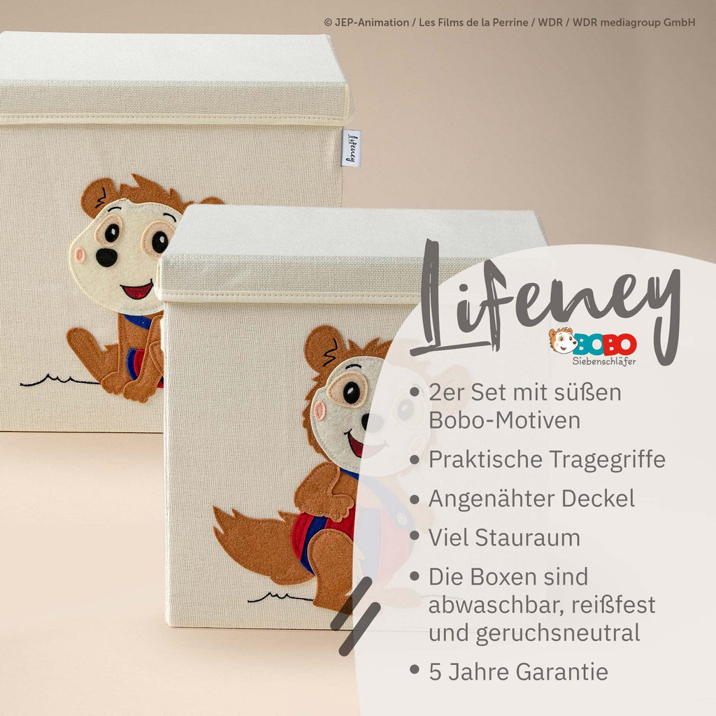 Oppbevaringsbokser sett Bobo 33x33x33 cm - Lifeney detalj av materiale